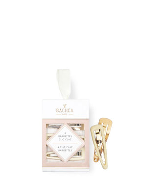 The BACHCA click clack hair clips are ideal for attaching small rebellious locks. Declined in gold and ivory, they become the chic detail of all hairstyles. 